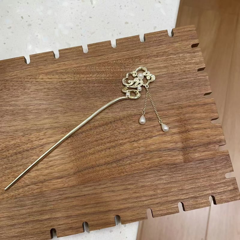 Duomu agrafă de păr, stil chinezesc, aliaj, formă cu ciucuri, placare electrolitică