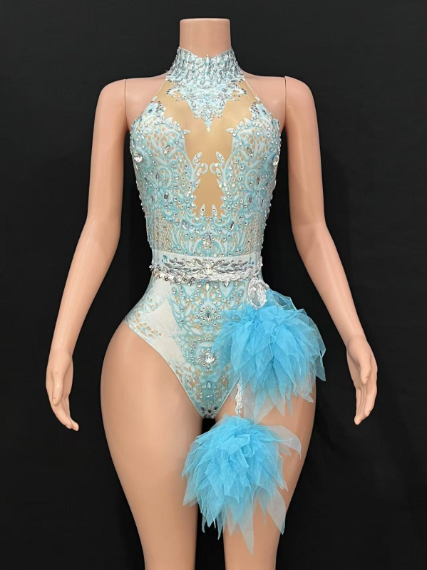 Spandexből készült testhezálló body hálóval és strasszokkal – tavasz 2024 megjelenés, fő anyag Other ≤30%, másodlagos anyag Spandex ≤30%, kivitel Nail drill