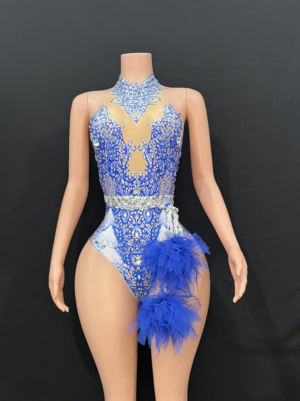 Spandexből készült testhezálló body hálóval és strasszokkal – tavasz 2024 megjelenés, fő anyag Other ≤30%, másodlagos anyag Spandex ≤30%, kivitel Nail drill