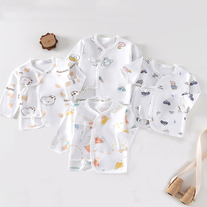 Βρεφικό τοπ από βαμβάκι με κορδόνι, 100% βαμβάκι, απαλό ύφασμα, χωρίς κουκούλα, χωρίς γιακά