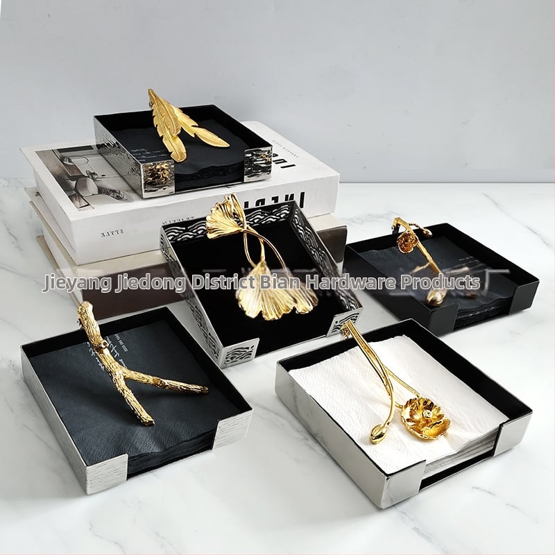 Cutie de depozitare pentru șervețele din oțel inoxidabil, formă pătrată, finisaj lustruit, design nordic minimalist, stil lux lejer