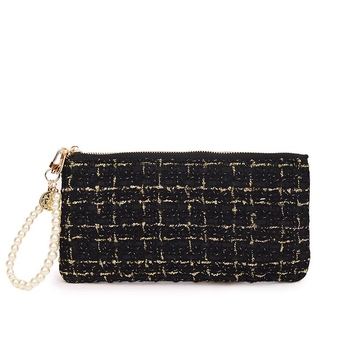 Γυναικείο σύντομο πορτοφόλι με θήκη καρτών, φερμουάρ για κέρματα, θήκη για κλειδιά και θήκη κινητού - καρό μοτίβο σε πολυεστέρα με επένδυση PU, αστικός μινιμαλισμός, μοντέλο 2025