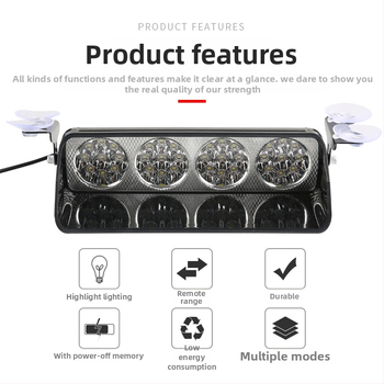 Автомобилна LED светлина с вакуумна чашка за предупреждаващ миглив сигнал (Model 1; Бранд Sichuan; Съвместим с: автомобил)