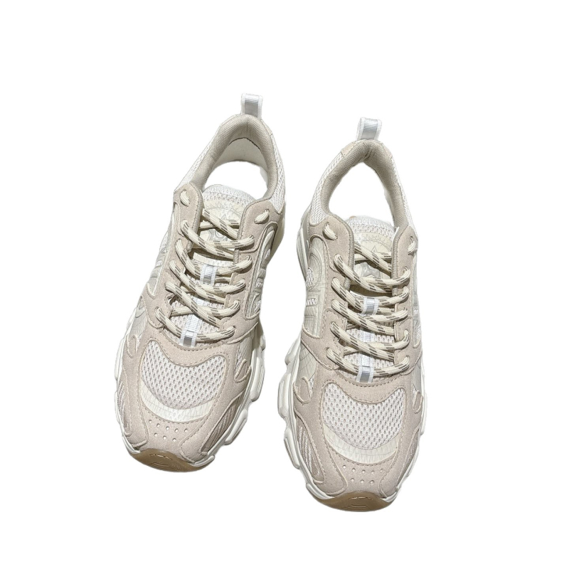 Αθλητικά παπούτσια σε στυλ Dad Shoes – γνήσιο δέρμα, μεσαίου ύψους, κορδόνια εμπρός, αναπνεύουσα σόλα από καουτσούκ-αφρό