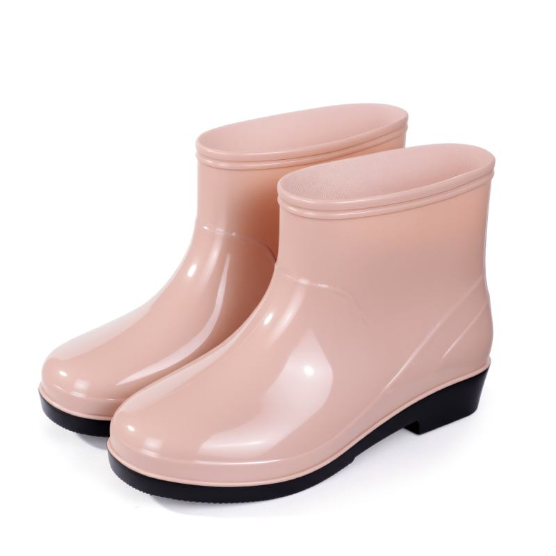 Ženske PVC čizme za kišu, PVC gornji dio, niski pet 1–3 cm, vodootporne, četiri sezone, jednobojni uzorak