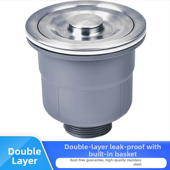 Súprava odtokov pre kuchynský drez z nehrdzavejúcej ocele, ťahový typ, moderný minimalistický štýl, model: Kitchen Sink Steel Head