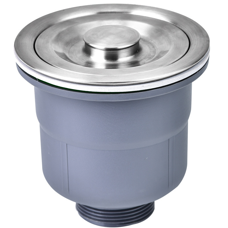 Súprava odtokov pre kuchynský drez z nehrdzavejúcej ocele, ťahový typ, moderný minimalistický štýl, model: Kitchen Sink Steel Head