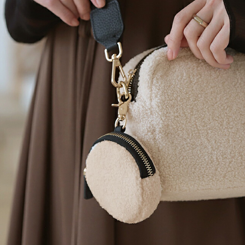 Στρογγυλό πορτοφόλι από γνήσιο δέρμα με θήκη για ακουστικά, unisex, αστικός μινιμαλιστικός σχεδιασμός