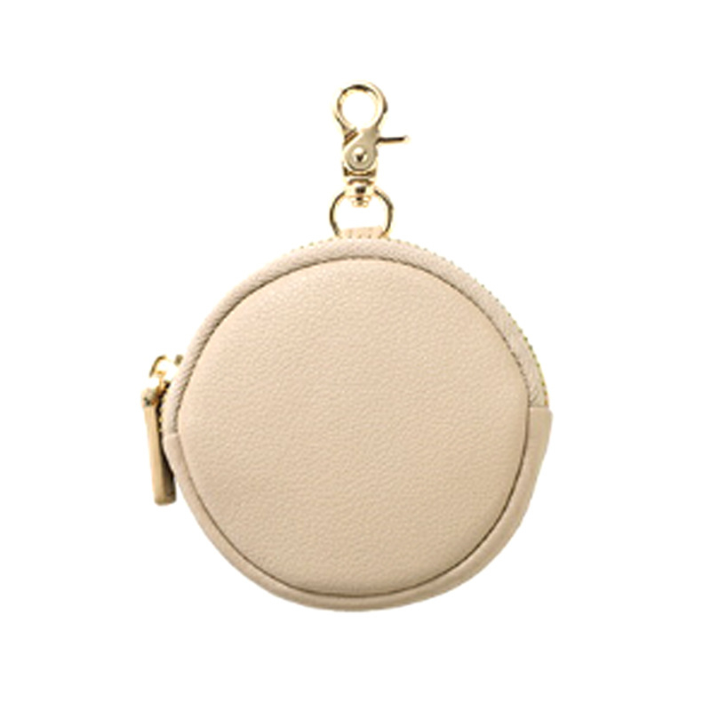 Στρογγυλό πορτοφόλι από γνήσιο δέρμα με θήκη για ακουστικά, unisex, αστικός μινιμαλιστικός σχεδιασμός