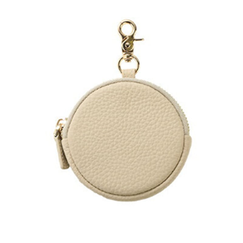 Στρογγυλό πορτοφόλι από γνήσιο δέρμα με θήκη για ακουστικά, unisex, αστικός μινιμαλιστικός σχεδιασμός