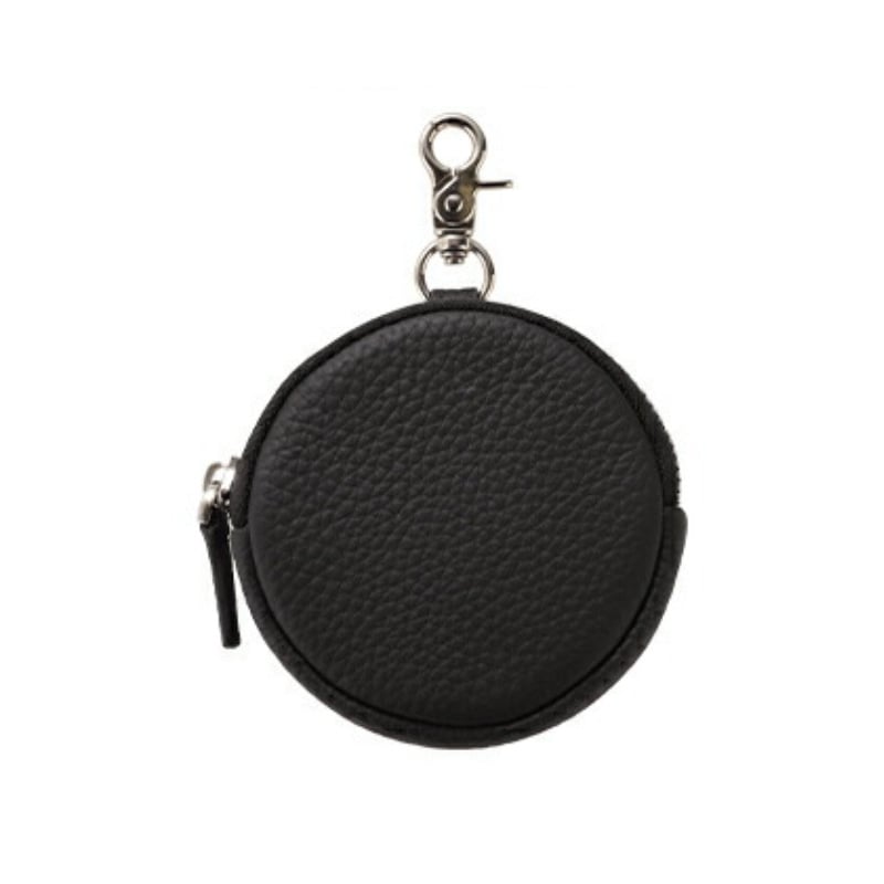 Στρογγυλό πορτοφόλι από γνήσιο δέρμα με θήκη για ακουστικά, unisex, αστικός μινιμαλιστικός σχεδιασμός