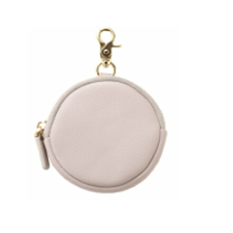 Στρογγυλό πορτοφόλι από γνήσιο δέρμα με θήκη για ακουστικά, unisex, αστικός μινιμαλιστικός σχεδιασμός