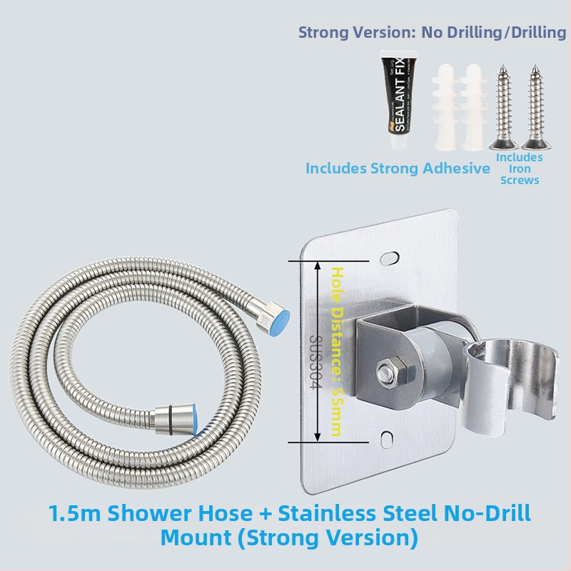 HZ388 nerezový držiak na sprchu – bezvŕtová montáž, nastaviteľný držiak na hlavicu sprchy s funkciou dažďa