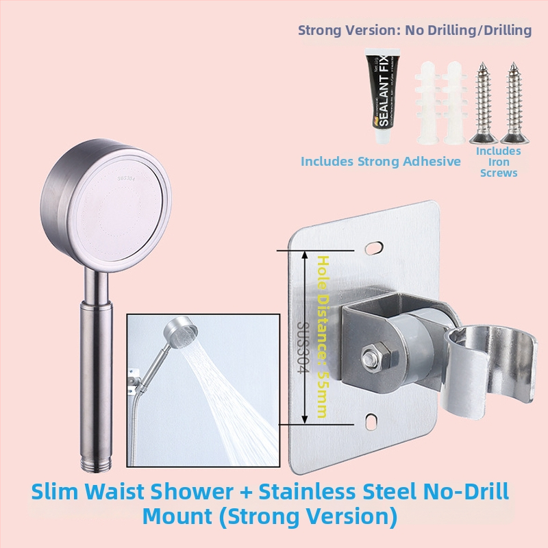 HZ388 nerezový držiak na sprchu – bezvŕtová montáž, nastaviteľný držiak na hlavicu sprchy s funkciou dažďa