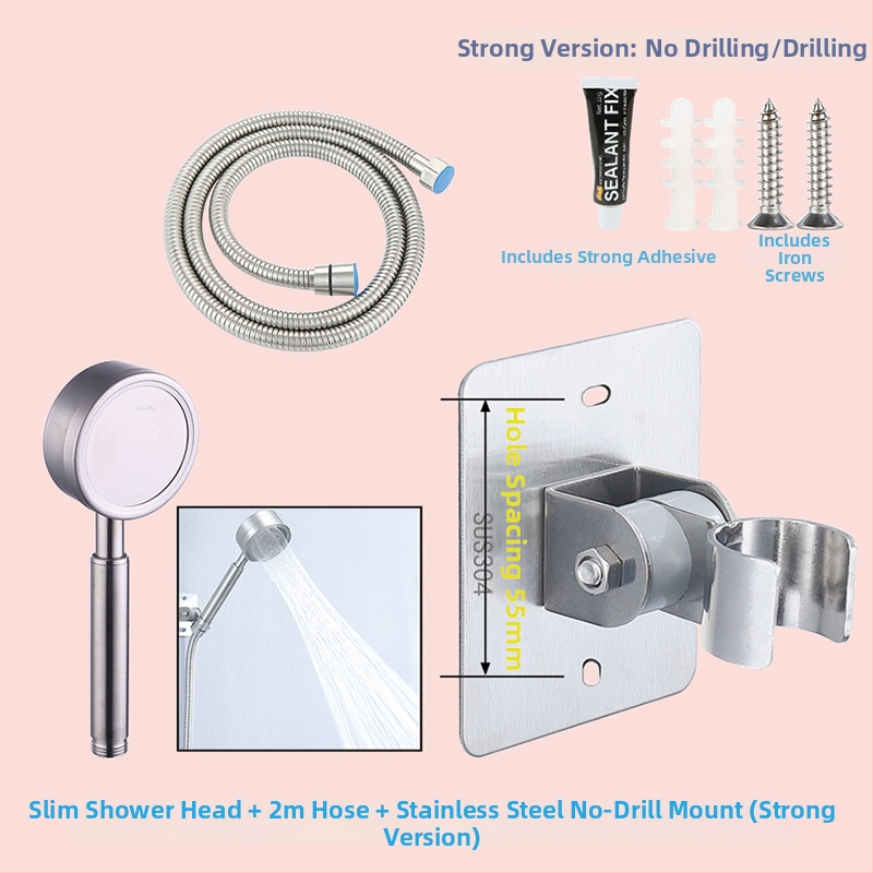 HZ388 nerezový držiak na sprchu – bezvŕtová montáž, nastaviteľný držiak na hlavicu sprchy s funkciou dažďa