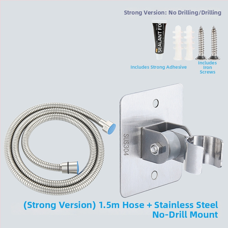 HZ388 nerezový držiak na sprchu – bezvŕtová montáž, nastaviteľný držiak na hlavicu sprchy s funkciou dažďa