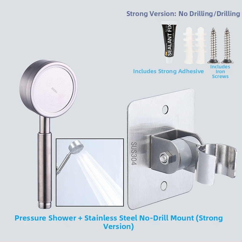 HZ388 nerezový držiak na sprchu – bezvŕtová montáž, nastaviteľný držiak na hlavicu sprchy s funkciou dažďa