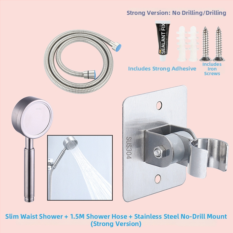 HZ388 nerezový držiak na sprchu – bezvŕtová montáž, nastaviteľný držiak na hlavicu sprchy s funkciou dažďa