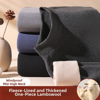 Set de lenjerie termică pentru bărbați, cu fleece din lână de miel, țesătură foarte groasă (501-600 g/m²), 90-95% acrilic, mâneci lungi, guler cu o singură linie