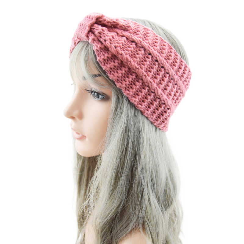 Széles hajpánt gyapjúból, kötött, kétoldalas, geometriai mintázat