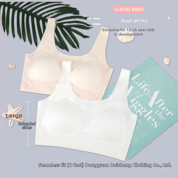 Κοριτσίστικο βαμβακερό εσώρουχο βάσης με χωρίς ραφές, λεπτές προμορφωμένες cups και σταθερές διπλές τιράντες, για ηλικίες 9–13.