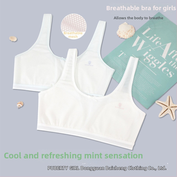 Κοριτσίστικο βαμβακερό εσώρουχο βάσης με χωρίς ραφές, λεπτές προμορφωμένες cups και σταθερές διπλές τιράντες, για ηλικίες 9–13.