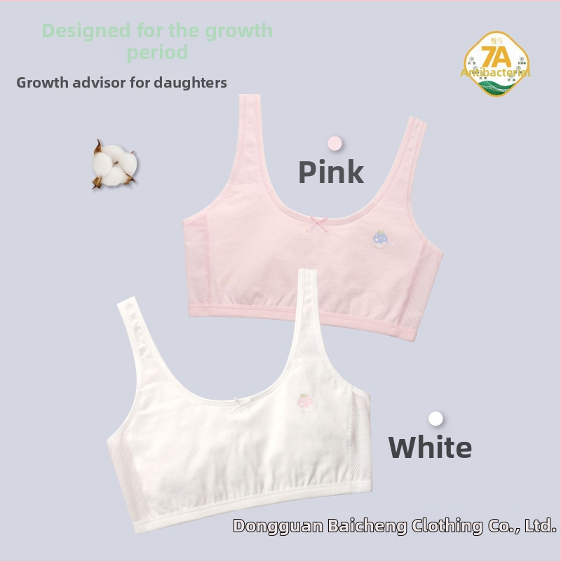 Κοριτσίστικο βαμβακερό εσώρουχο βάσης με χωρίς ραφές, λεπτές προμορφωμένες cups και σταθερές διπλές τιράντες, για ηλικίες 9–13.