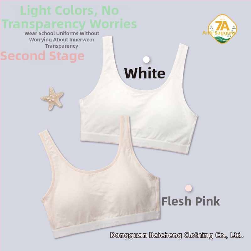 Κοριτσίστικο βαμβακερό εσώρουχο βάσης με χωρίς ραφές, λεπτές προμορφωμένες cups και σταθερές διπλές τιράντες, για ηλικίες 9–13.