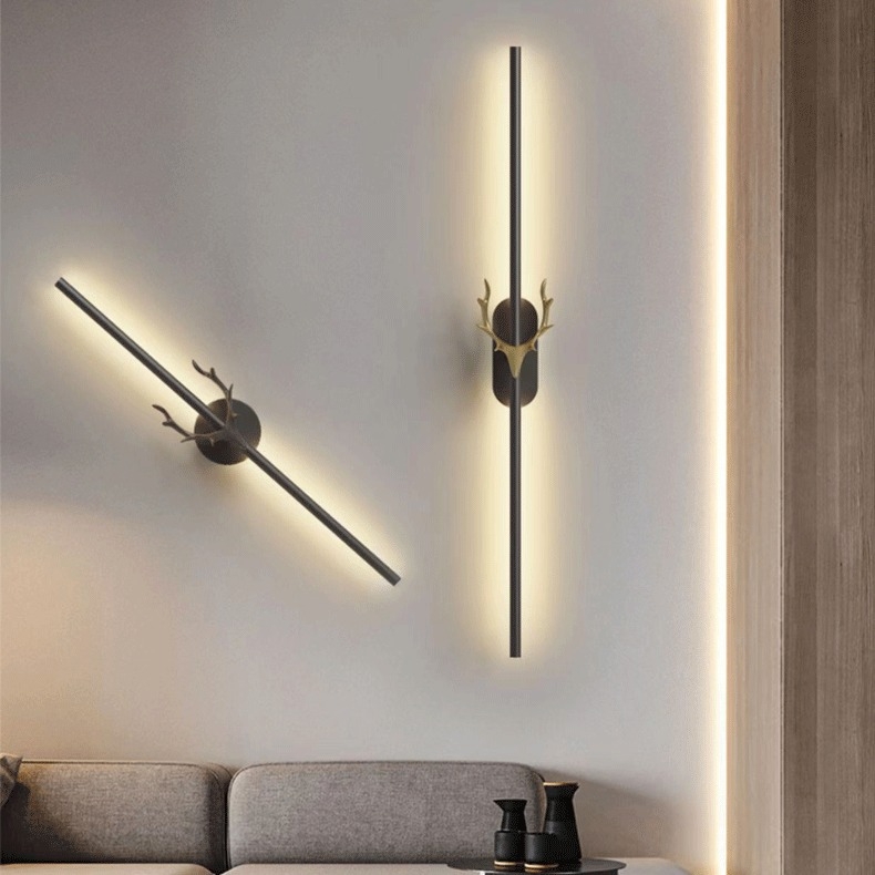 Φωτιστικό τοίχου LED με σχέδιο κέρατων ελαφιού, PVC σκιά, αλουμινένιο σώμα, 220V