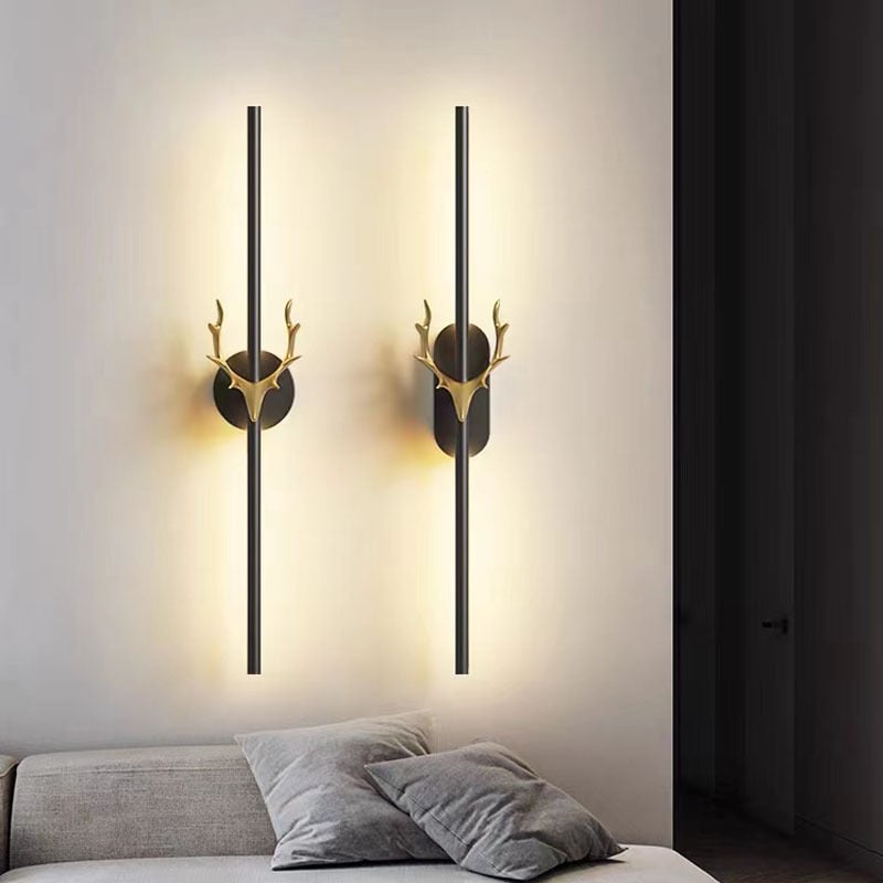 Φωτιστικό τοίχου LED με σχέδιο κέρατων ελαφιού, PVC σκιά, αλουμινένιο σώμα, 220V
