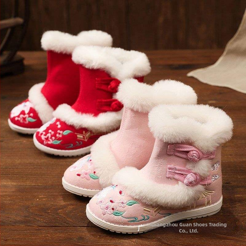 Ručne tkané topánky, čínskeho štýlu so štvorcovým podpätkom, bavlnený vršok, gumová podrážka, slip-on