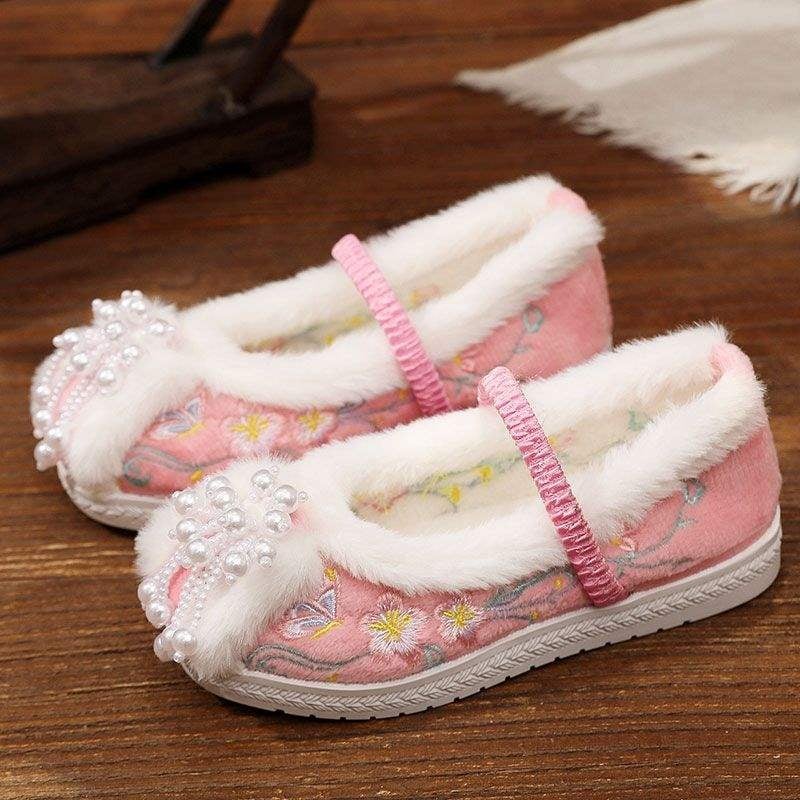 Χειροποίητα υφαντά παπούτσια, κινεζικού στυλ με τετράγωνο τακούνι, βαμβακερό πάνω μέρος, καουτσούκ σόλα, χωρίς κορδόνια