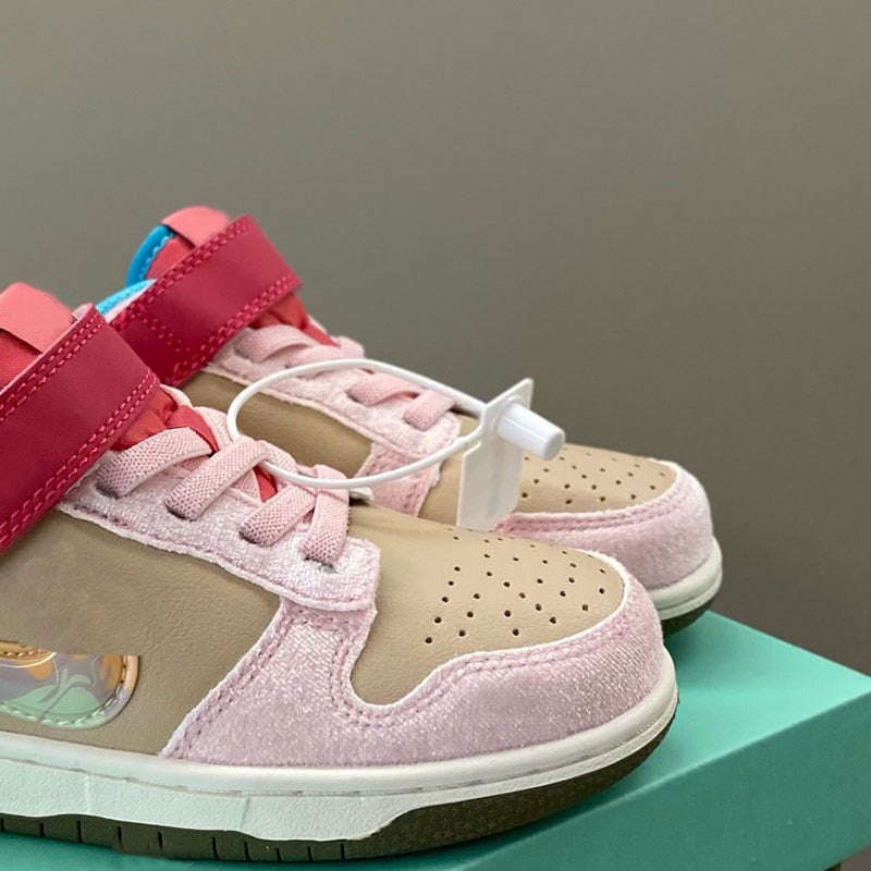 Gyerek Dunk Velcro sportcipő - valódi bőr felső rész, gumitalp, alacsony profil, hímzett részletek