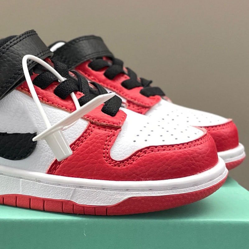 Gyerek Dunk Velcro sportcipő - valódi bőr felső rész, gumitalp, alacsony profil, hímzett részletek