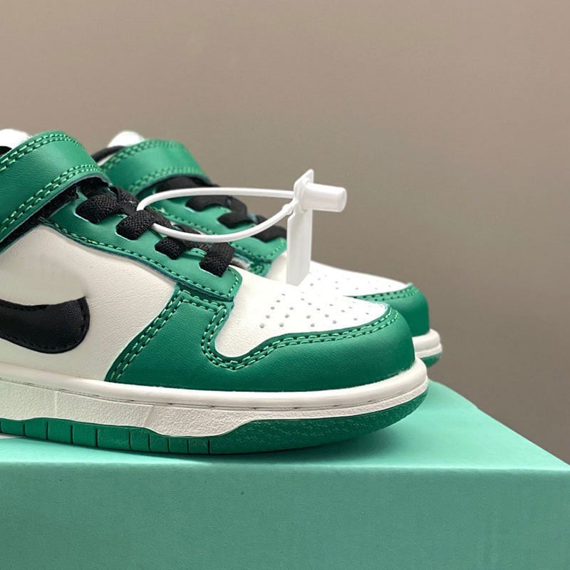 Gyerek Dunk Velcro sportcipő - valódi bőr felső rész, gumitalp, alacsony profil, hímzett részletek