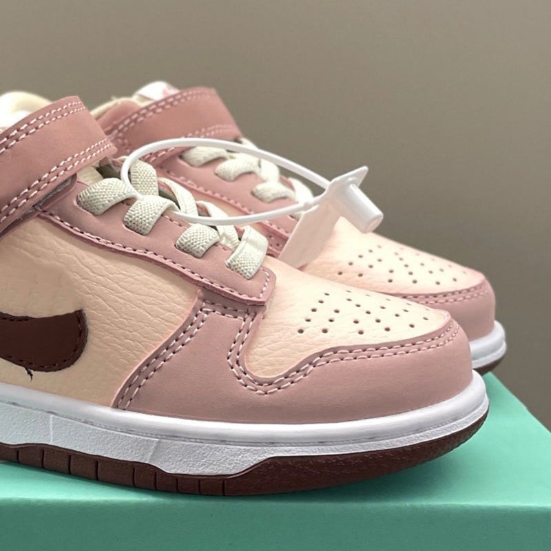 Gyerek Dunk Velcro sportcipő - valódi bőr felső rész, gumitalp, alacsony profil, hímzett részletek