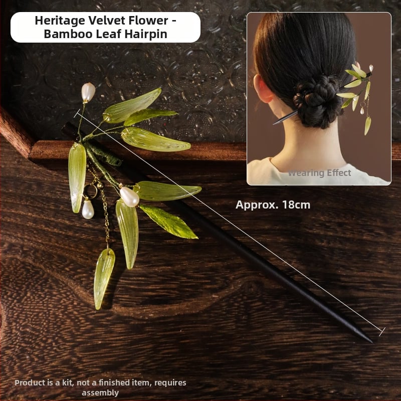 Clip de păr cu floare din velur — Set DIY de materiale, stil antic, aliaj, ambalat individual, primăvara 2025