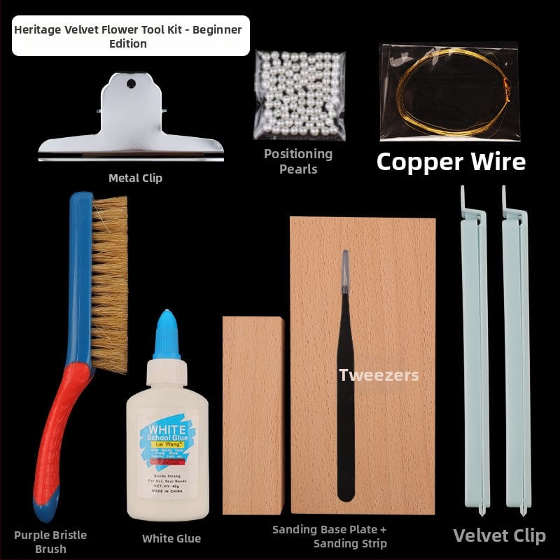 Clip de păr cu floare din velur — Set DIY de materiale, stil antic, aliaj, ambalat individual, primăvara 2025