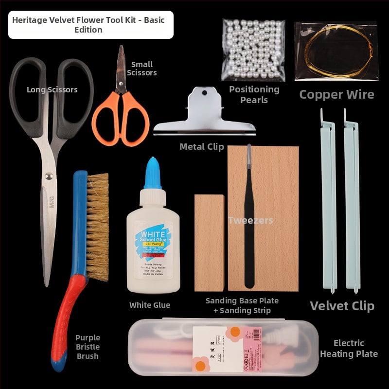 Clip de păr cu floare din velur — Set DIY de materiale, stil antic, aliaj, ambalat individual, primăvara 2025