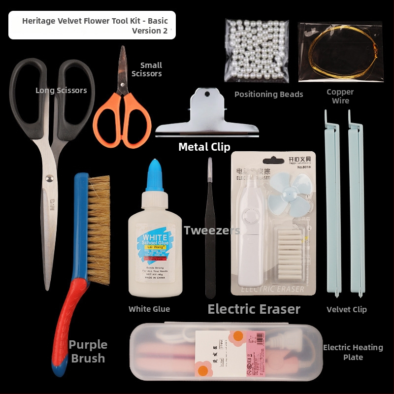 Clip de păr cu floare din velur — Set DIY de materiale, stil antic, aliaj, ambalat individual, primăvara 2025