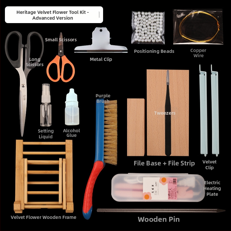 Clip de păr cu floare din velur — Set DIY de materiale, stil antic, aliaj, ambalat individual, primăvara 2025