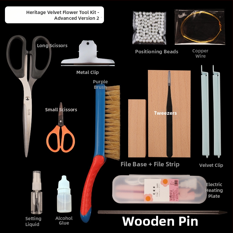 Clip de păr cu floare din velur — Set DIY de materiale, stil antic, aliaj, ambalat individual, primăvara 2025