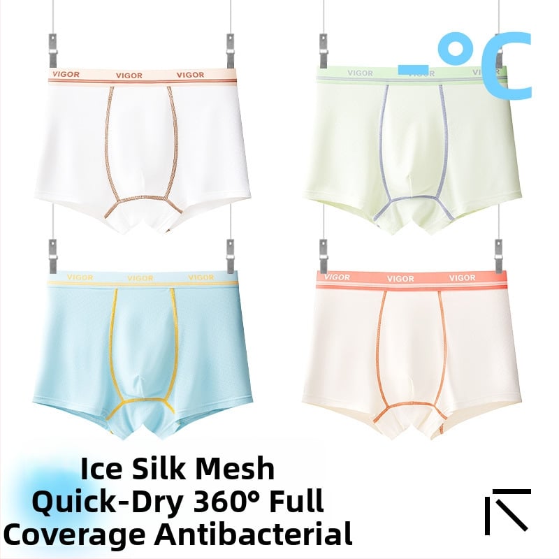 Boxeri pentru copii băieți, material Ice Silk, 85% nylon, 15% spandex, vară 2025, fără cusături