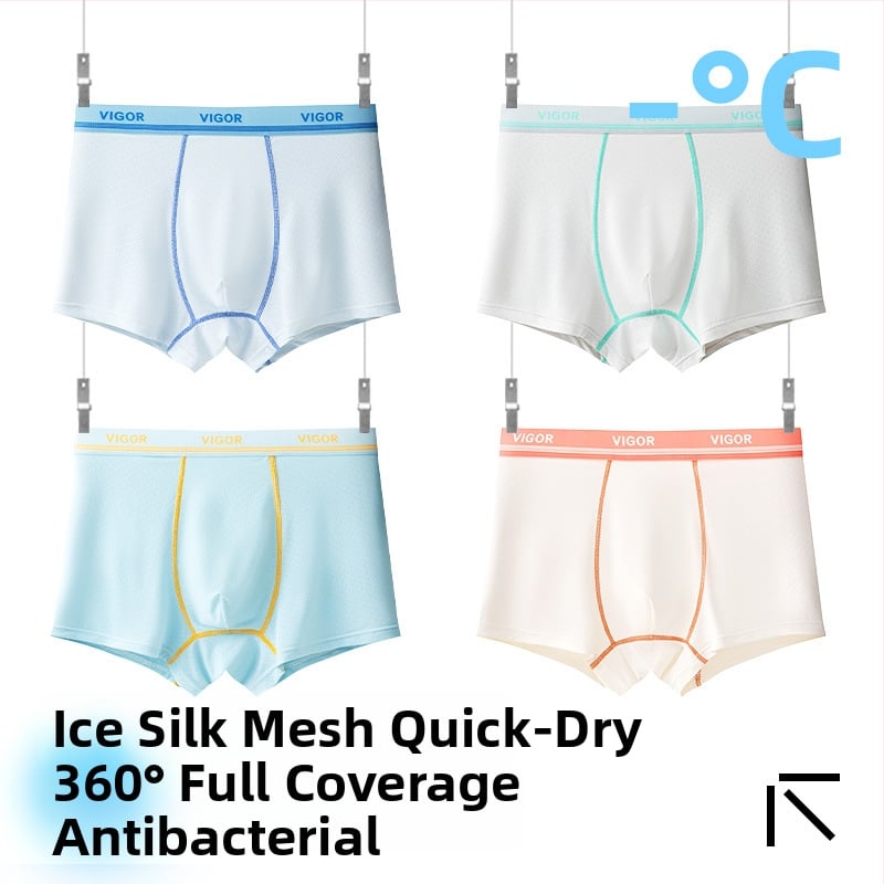 Boxeri pentru copii băieți, material Ice Silk, 85% nylon, 15% spandex, vară 2025, fără cusături