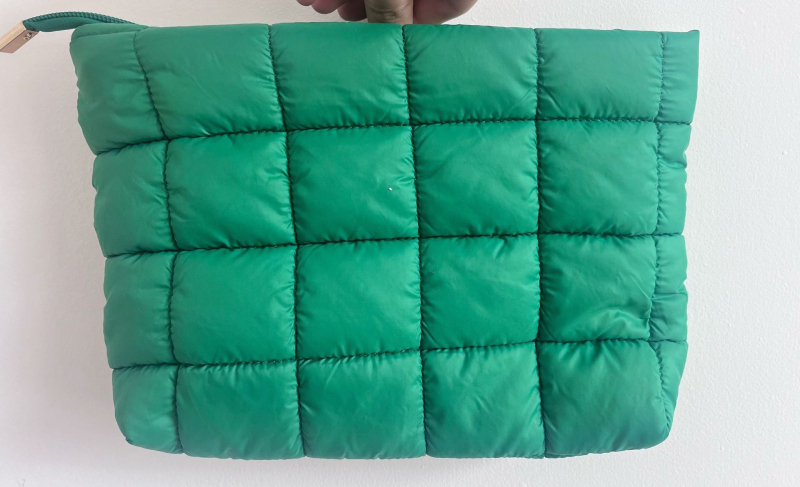 Geantă cosmetică cu plisare, stil coreean, minimalist urban, material din bumbac, cu căptușeală din bumbac, respirabilă și antibacteriană