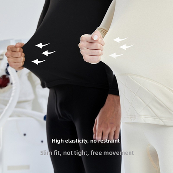 Set termic din aerogel, unisex, căptușit cu fleece, protecție la genunchi, guler rotund, mâneci lungi și pantaloni, strat unic, 181–200 g/m²