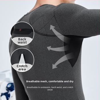 Set termic din aerogel, unisex, căptușit cu fleece, protecție la genunchi, guler rotund, mâneci lungi și pantaloni, strat unic, 181–200 g/m²