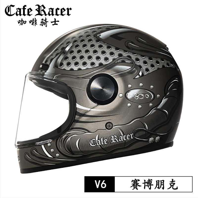 FASEED Ρετρό πλήρους προσώπου κράνος μοτοσικλέτας, ABS, πιστοποιημένο 3C, γενικής χρήσης τεσσάρων εποχών