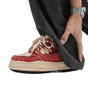 Okko αθλητικά παπούτσια με αύξηση ύψους 7 cm, επάνω μέρος από συνδυασμό υλικών, χαμηλό πάνω μέρος, κορδόνια, καουτσούκ σόλα, πάτος από μικροϊνες δέρματος