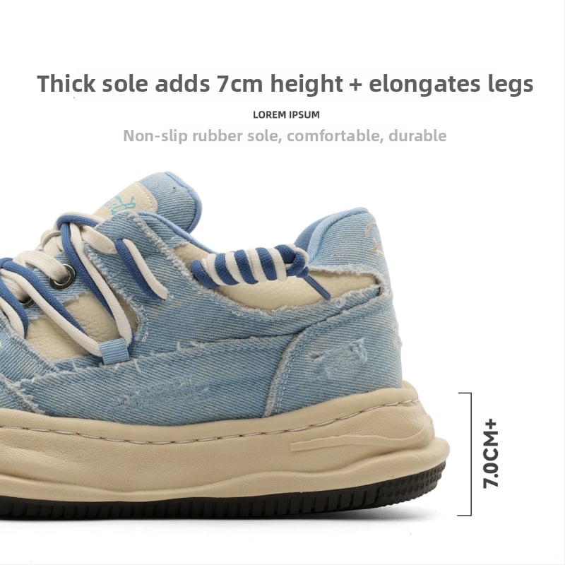 Okko αθλητικά παπούτσια με αύξηση ύψους 7 cm, επάνω μέρος από συνδυασμό υλικών, χαμηλό πάνω μέρος, κορδόνια, καουτσούκ σόλα, πάτος από μικροϊνες δέρματος